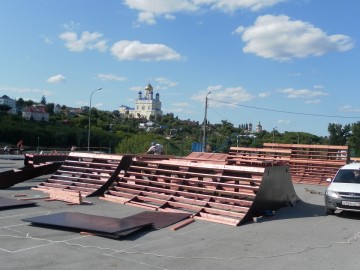 Монтаж оборудования на площадке для экстремальных видов спорта